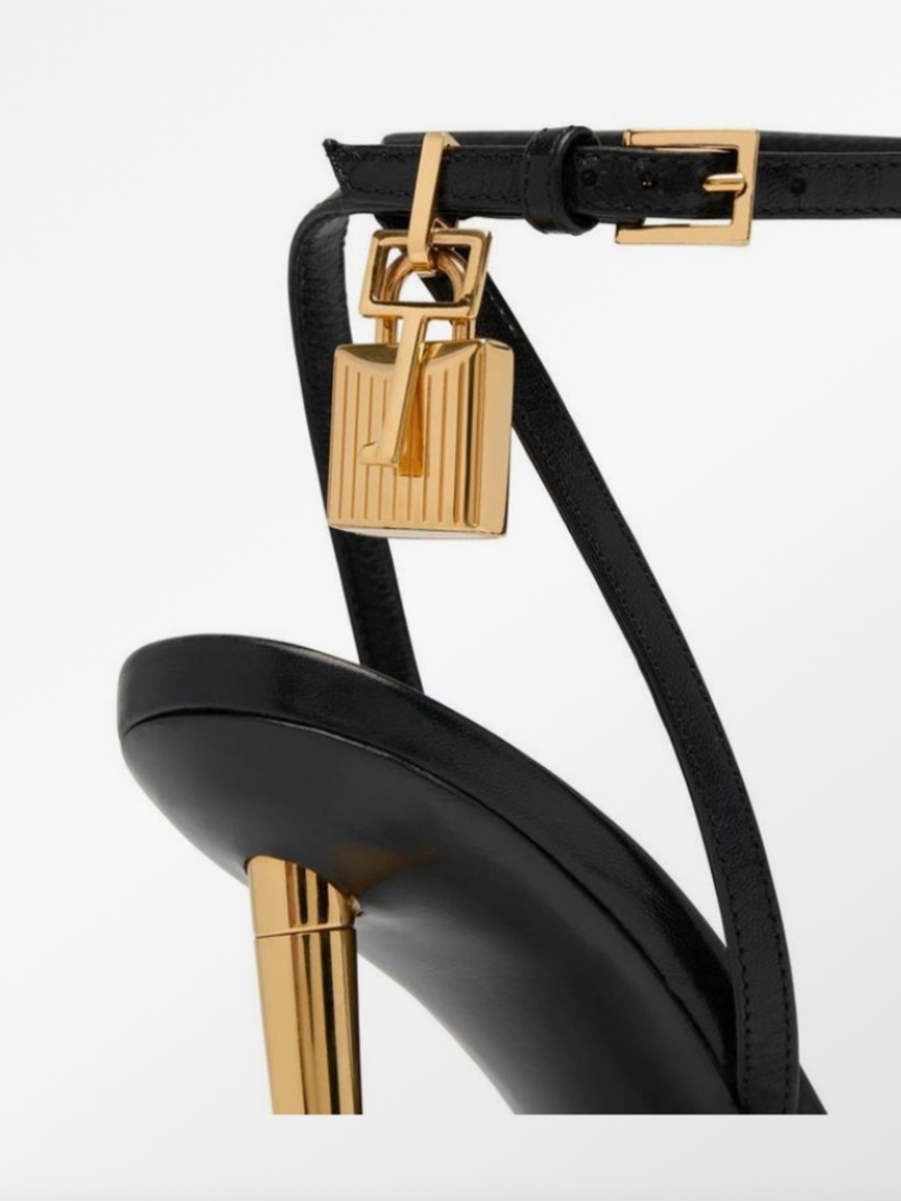 TOM FORD SHINY LEATHER PADLOCK POINTY NAKED SANDAL Size 38.5True US size 8. - Picture 5 of 15